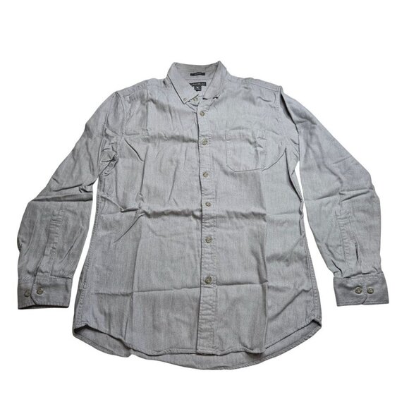 Eddie Bauer‎ Flannel Button Up Shirt Mens Medium Classic Fit Gray Long Sleeve - Picture 1 of 9